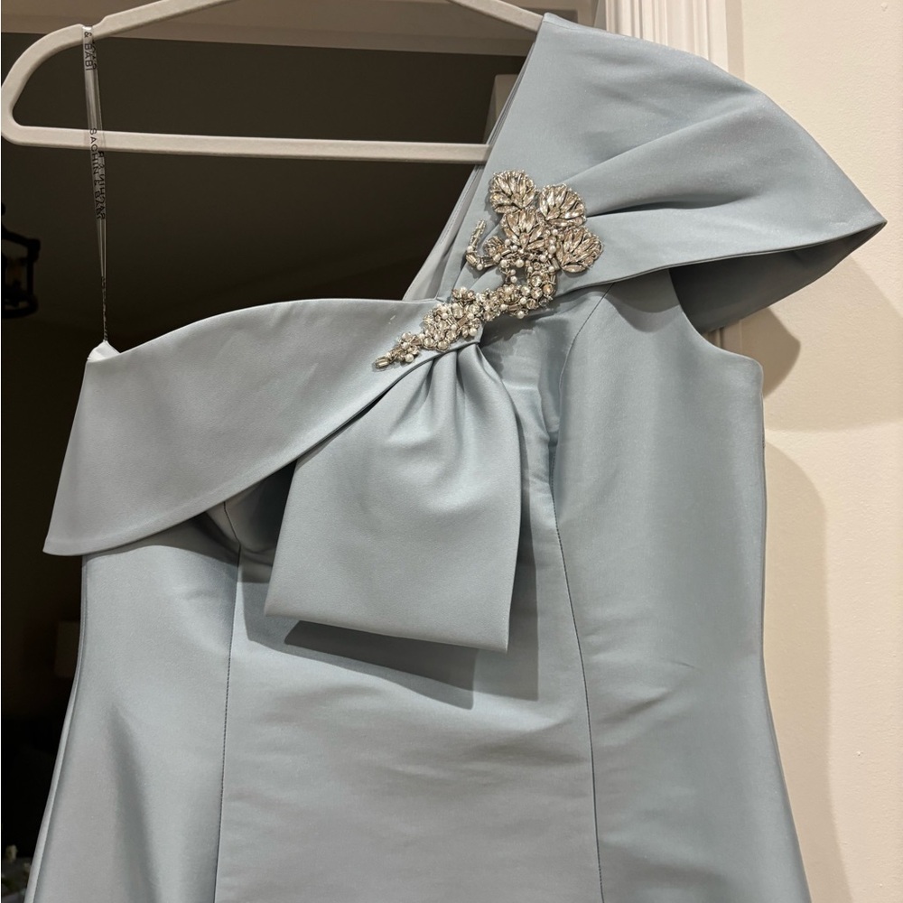 Sachin + Babi One-Shoulder Dress in Light Blue with Silver Detail
